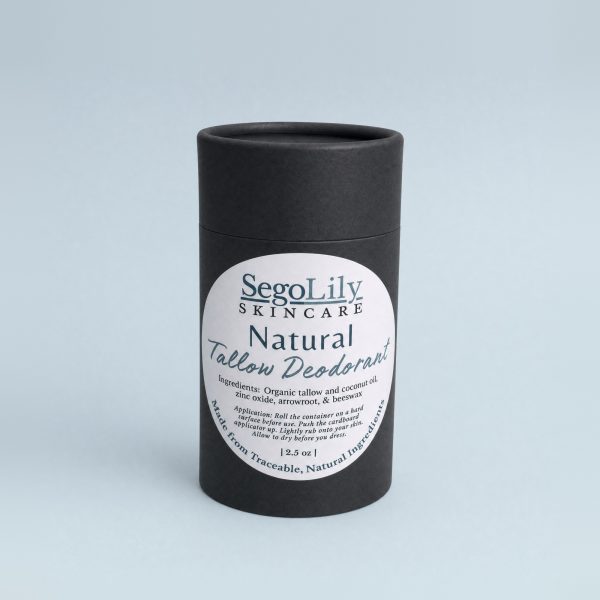 Natural Tallow Deodorant in a black paper tube