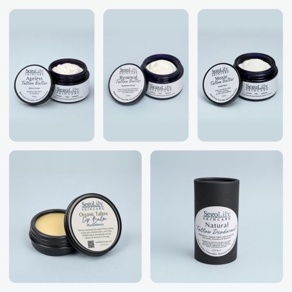 The Full Set: Ageless, Renewal and Moxie Tallow Butter, Tallow Lip Balm and Natural Tallow Deodorant